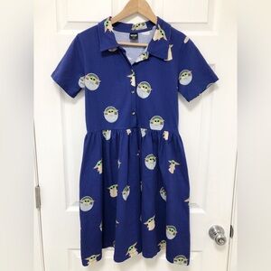 Cake Worthy Star Wars Blue Green Polo Collar Grogru Baby Yoda Dress
